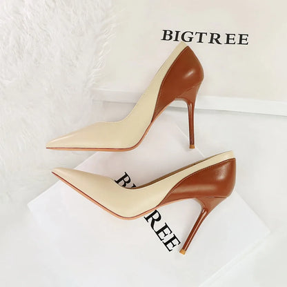 Retro style women's stiletto heels with pointed toe and super high heel for banquet occasions