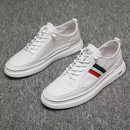 Summer breathable casual shoes with middle heel for students in white