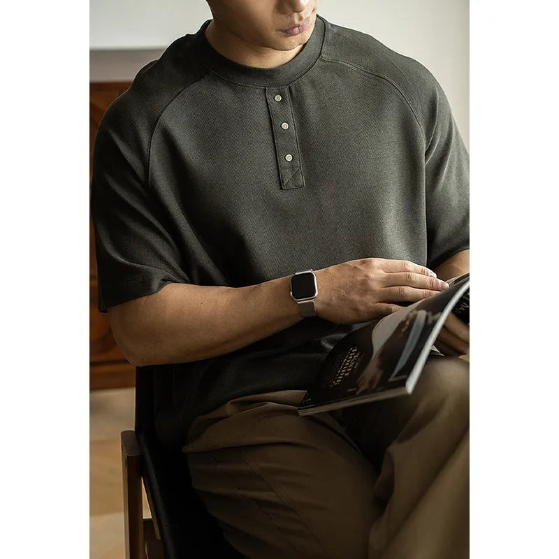 Casual pullover top with terry texture fabric in smoky gray colour showing raglan sleeve design
