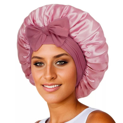 Double-layer silk bonnet for sleeping in various colors