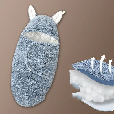 Baby Hold newborn swaddle sleeping bag with lamb wool fabric in blue colour option