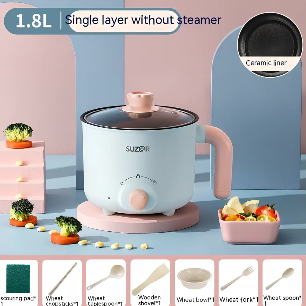 1.8L electric cooker with stainless steel exterior and ceramic crystal inner liner, knob controls