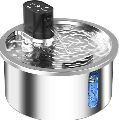 Stainless steel cat water fountain with constant temperature base and filter system