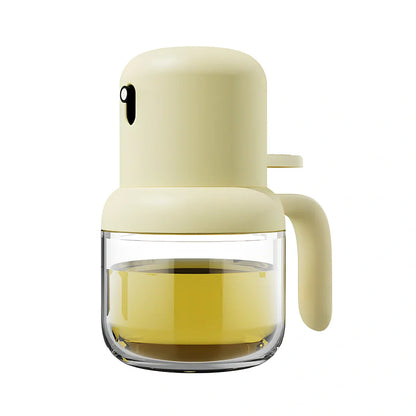 180ml glass oil spray bottle in beige, green, or yellow for even BBQ oil mist, compact 145mm height