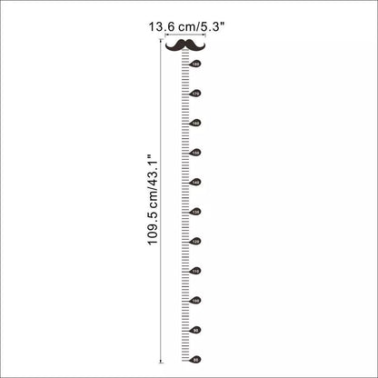 Black children's beard height measurement wall sticker, 57x12cm, modern design