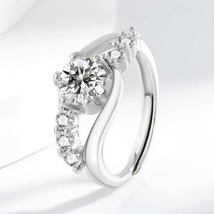 White gold colour crown couple ring with simple copper band and round line design for women