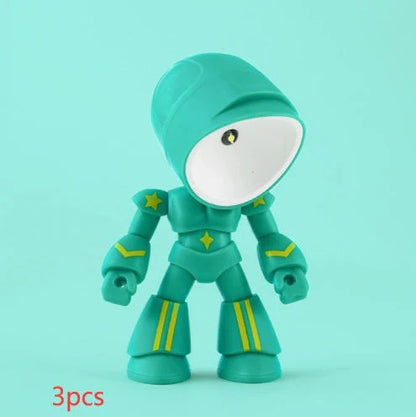 Mini LED Hero Robot Table Lamp with adjustable arms and 360° rotating head in various colors