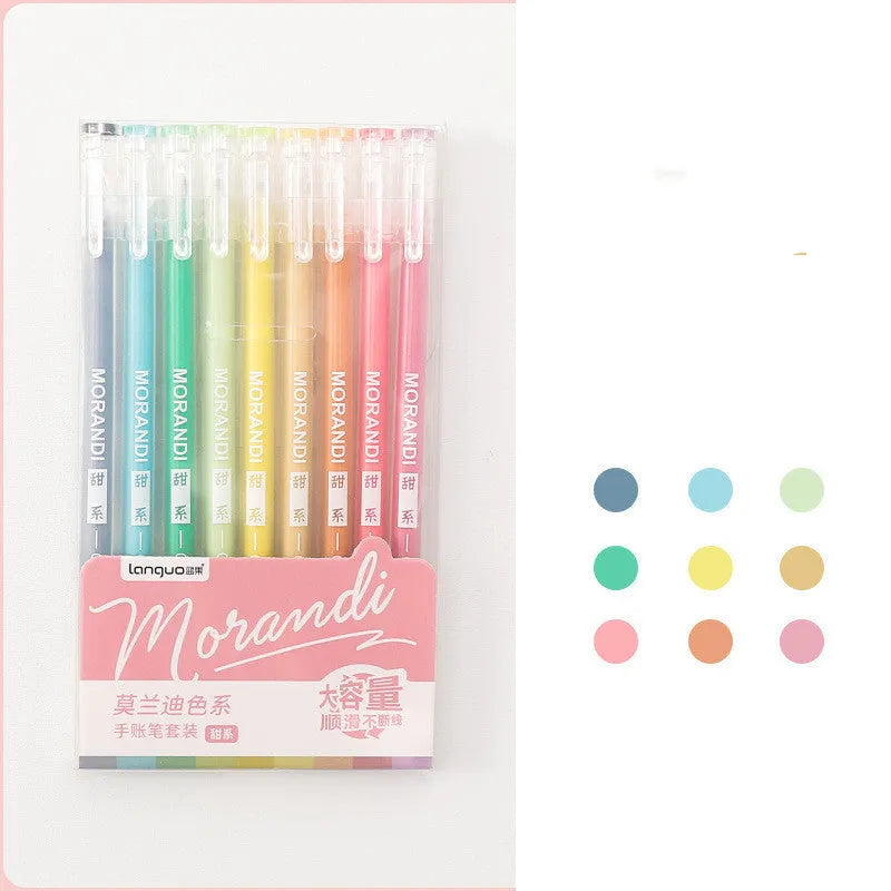 Retro hand account set gel pens with 0.5mm needle tip in Nordic, Retro, Salt, or Sweet series, plastic shell, 15.2cm x 8.5cm