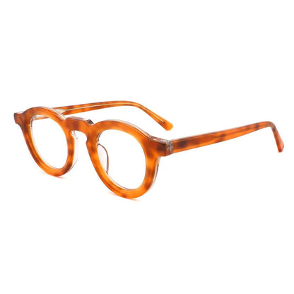 Hip-hop fashion glasses with a black plate frame, thick light-colour stitching, and a full rim box style.