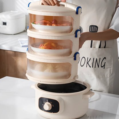 Kitchen heatable food hood insulation with layered PP construction in modern minimalist design
