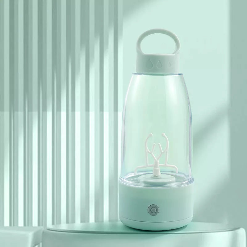 Automatic Electric Shaker Bottle with USB charging in white, pink, and green