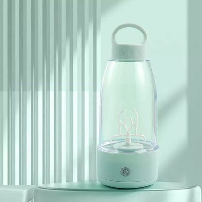 Automatic Electric Shaker Bottle with USB charging in white, pink, and green