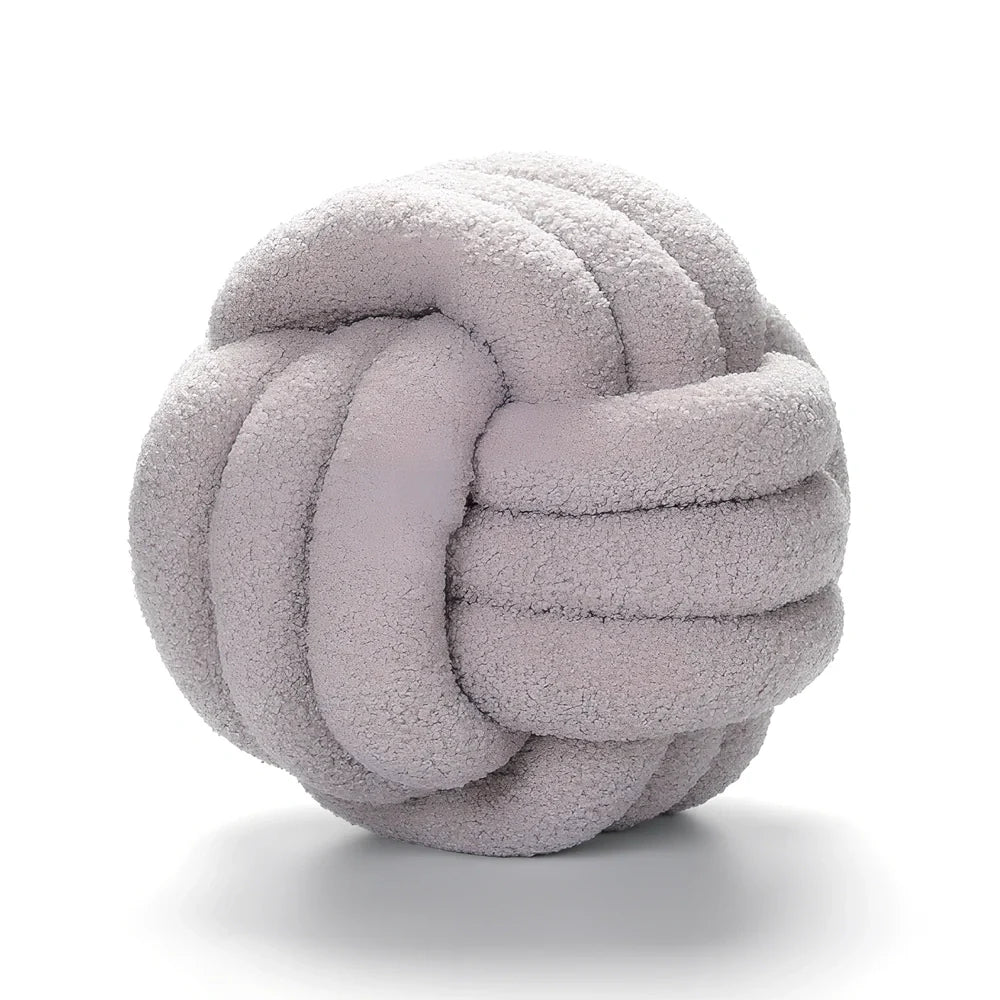 Spherical lamb wool cushion with hand-knotted surface in Nordic design, 27-30cm diameter