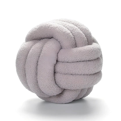 Spherical lamb wool cushion with hand-knotted surface in Nordic design, 27-30cm diameter