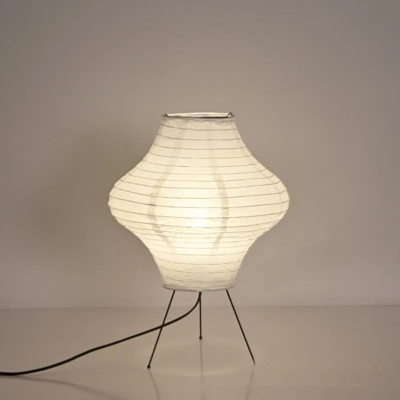Japanese style table lamp with Xuan paper decorative shade showing three-colour LED lighting