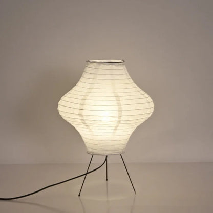 Japanese style table lamp with Xuan paper decorative shade showing three-colour LED lighting