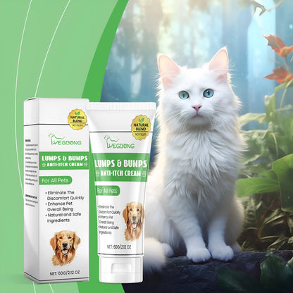 60g jar of natural pet antipruritic cream for cats with tea tree oil and aloe vera extracts.