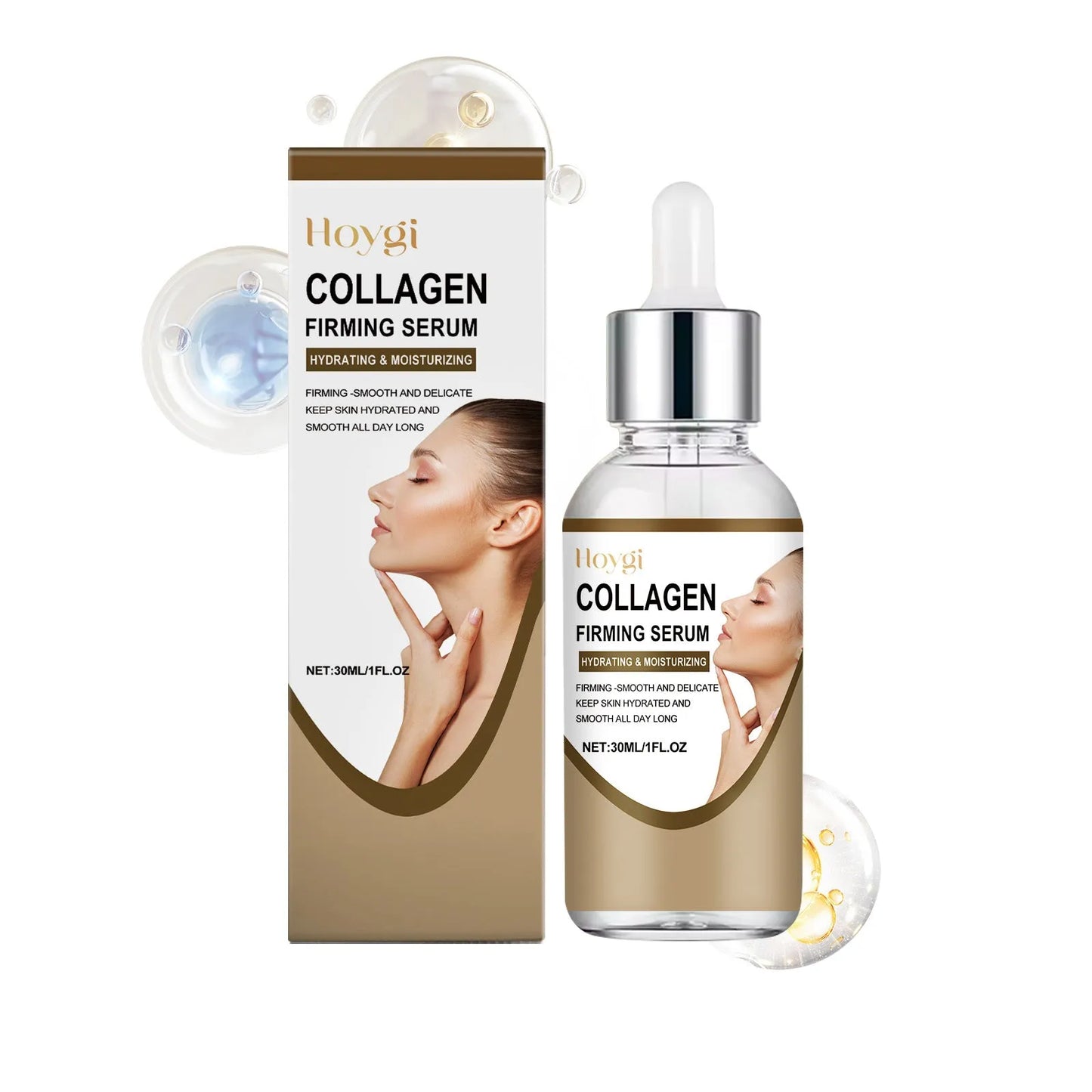30ml collagen firming care solution bottle with transparent gel serum