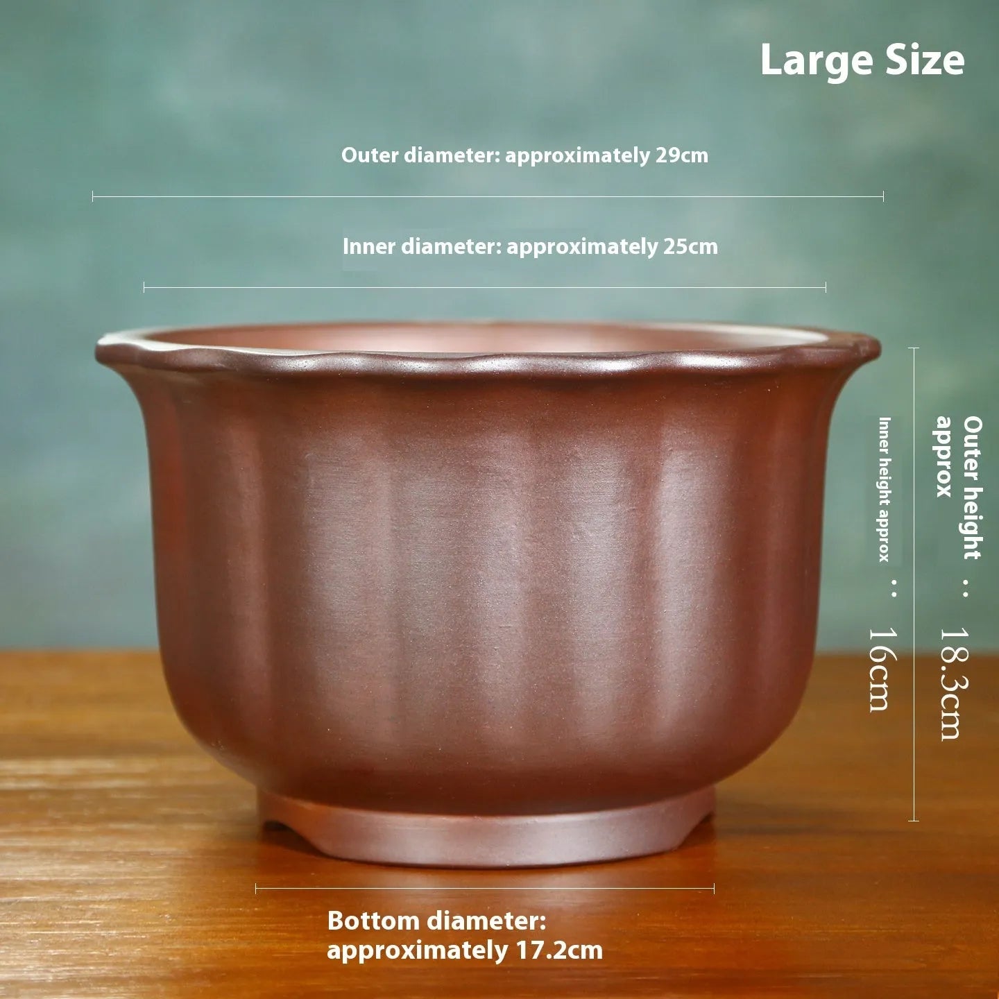 Indoor antique carved purple sand ceramic flowerpot for bonsai plants in classical style