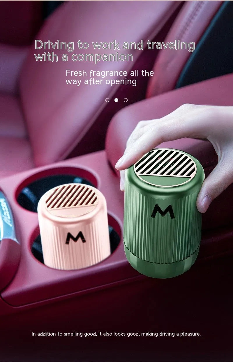 Solid car aromatherapy fragrance diffuser in compact 10 x 6 cm size for vehicle and indoor use