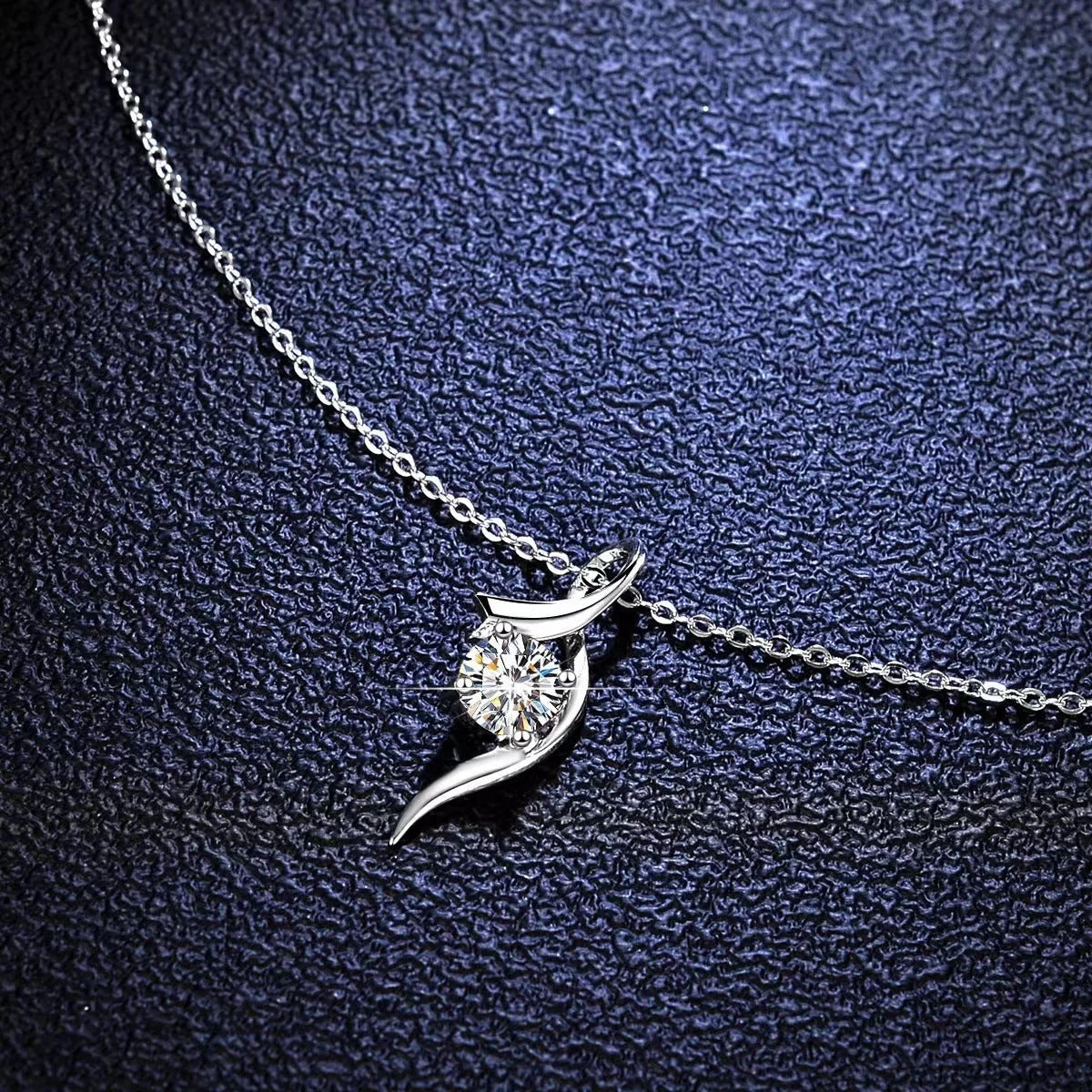 925 Sterling Silver Necklace with 1-Carat Sparkling Diamond Pendant