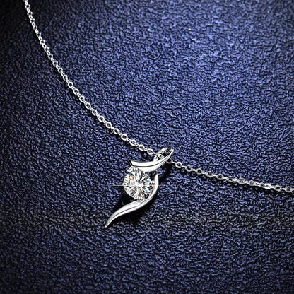 925 Sterling Silver Necklace with 1-Carat Sparkling Diamond Pendant
