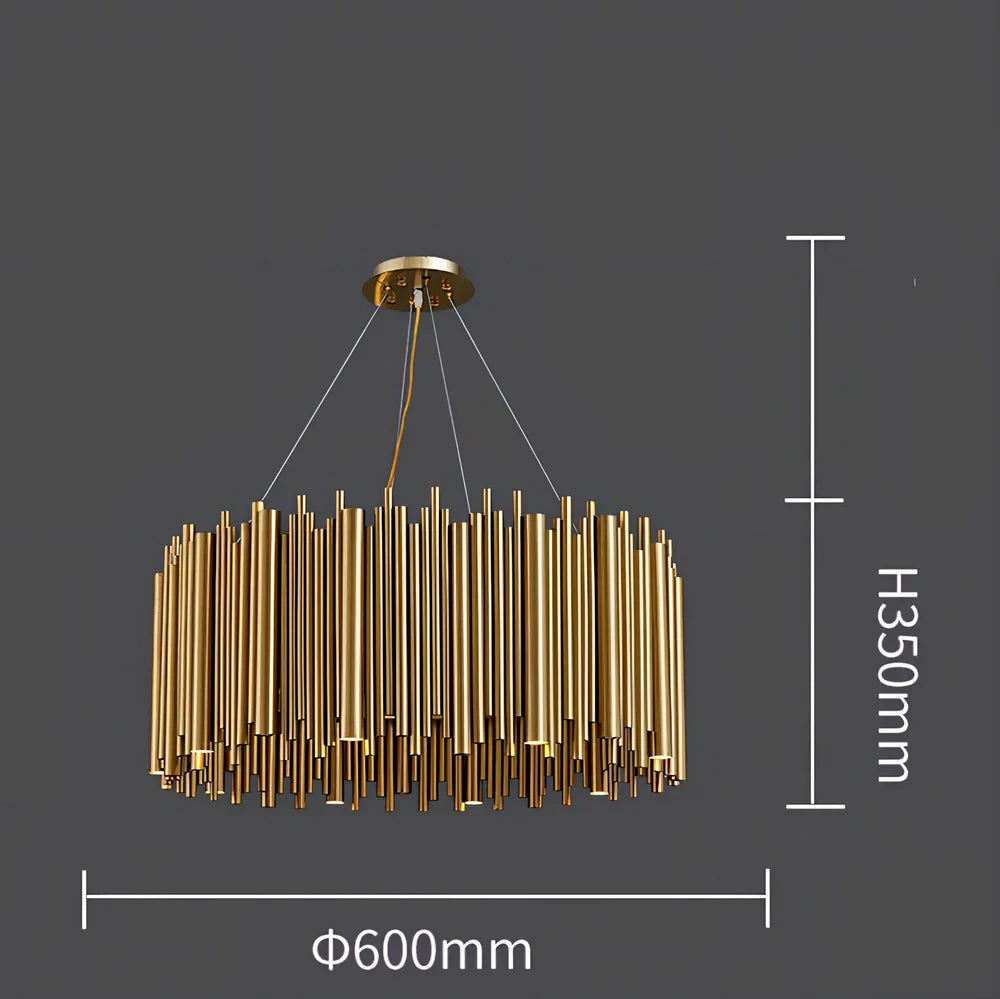 Postmodern iron chandelier with stainless steel construction and multiple G9 LED bulbs in layered configuration