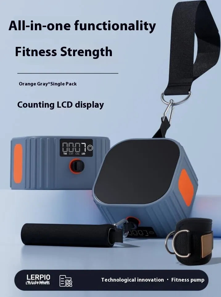 Adjustable resistance training tensioner in blue grey or orange grey colours with 2-20kg resistance range