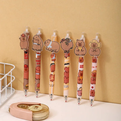 Cartoon bear acrylic paster pressing pen set with 48 plastic gel pens and carbon black refills