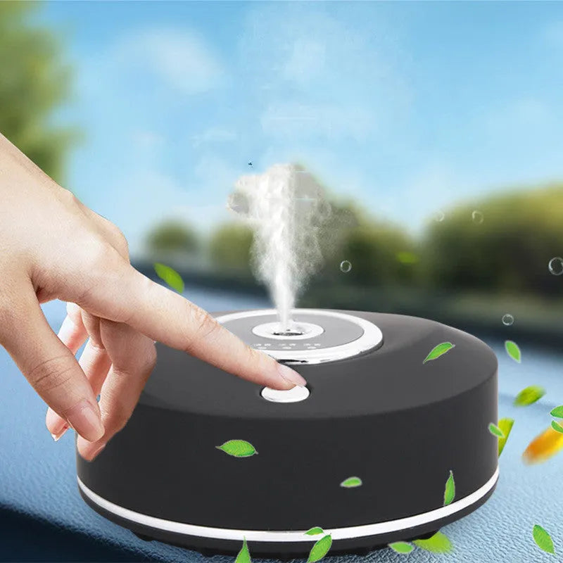 Vehicle mounted aromatherapy machine with adjustable fragrance diffuser, USB powered car air freshener in black, grey or white plastic housing for refreshing and deodorising car interiors with 31-60 day volatilisation duration