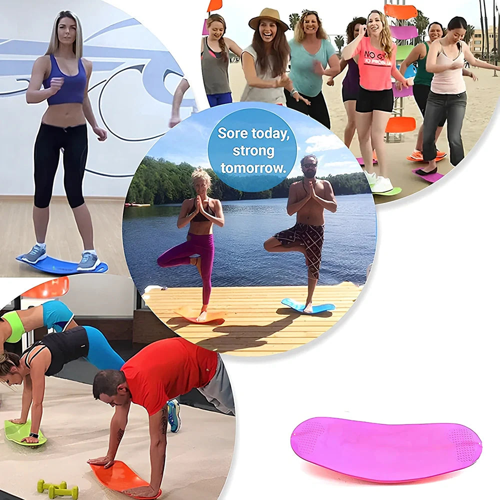 Simply Fit Board ABS balance board showing rotating mechanism and 60x24cm platform