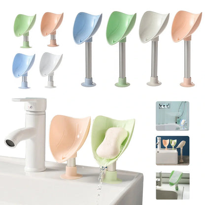 Creative Bird Soap Box with self-draining design and silicone suction cup in white, pink, green, and blue