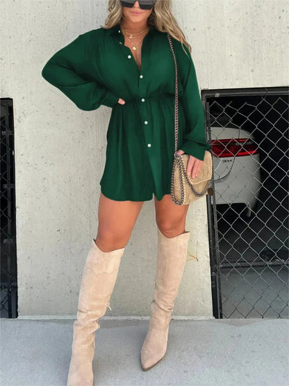 Stylish and comfortable long sleeve jumpsuit dress for women in a variety of vibrant colors