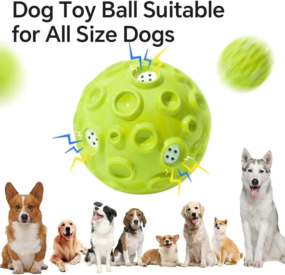 Colourful dog toy ball with meteorite-shaped bumps for aggressive chewers and anxiety relief