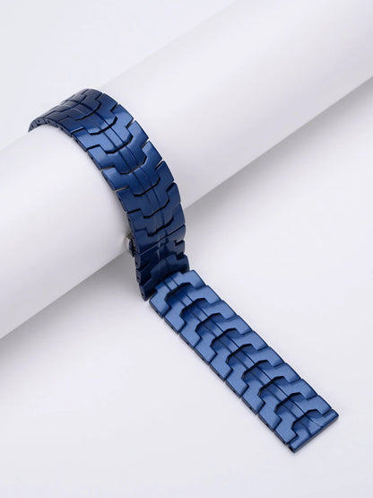 Stainless steel watch band for Samsung Galaxy Watch in multiple colour options on a grey background.