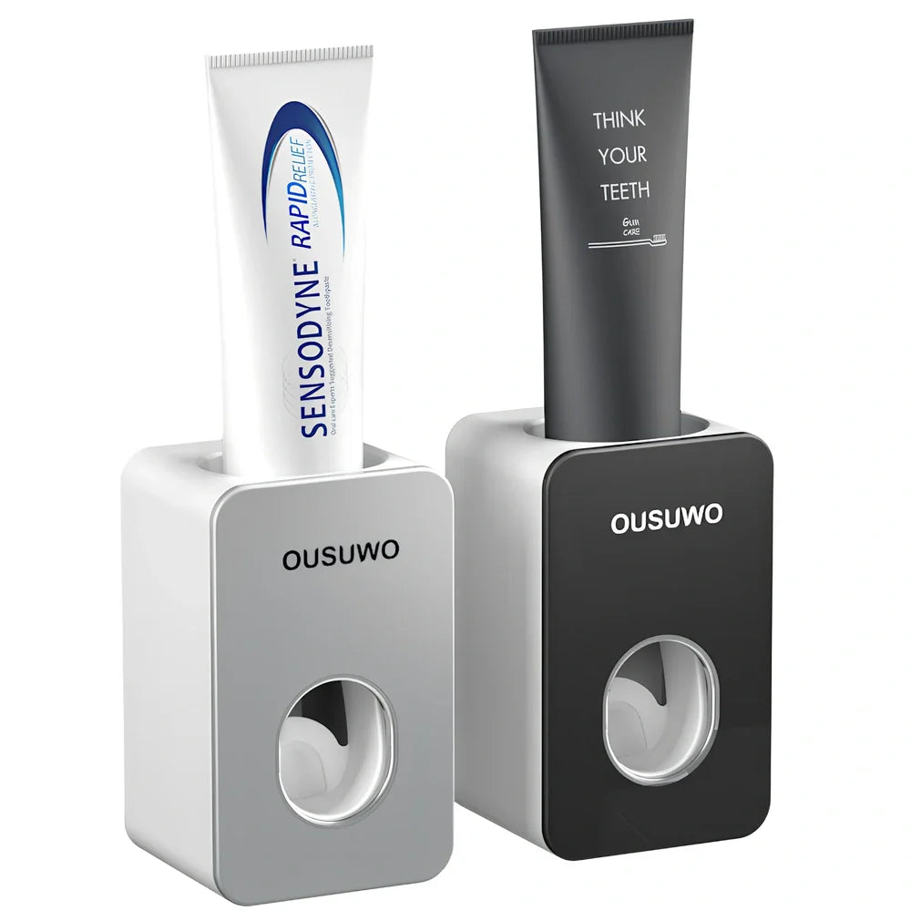 Automatic toothpaste dispenser wall-mounted with punch-free installation measuring 18.5cm