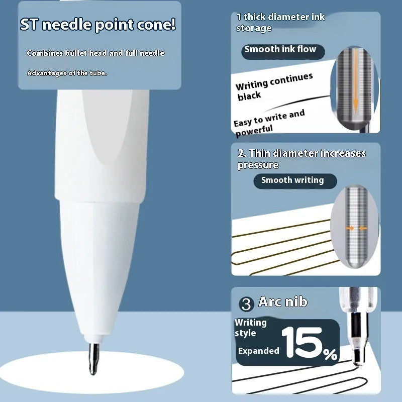 One Second Quick-drying Refill Neutral Push Bullet in black, red, blue, and ink blue colours with 500m writing length