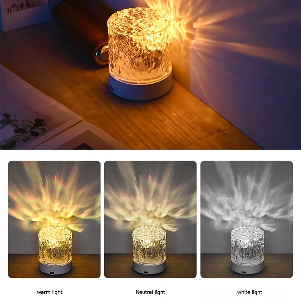 Crystal Lamp Water Ripple Projector with acrylic lampshade and LED light