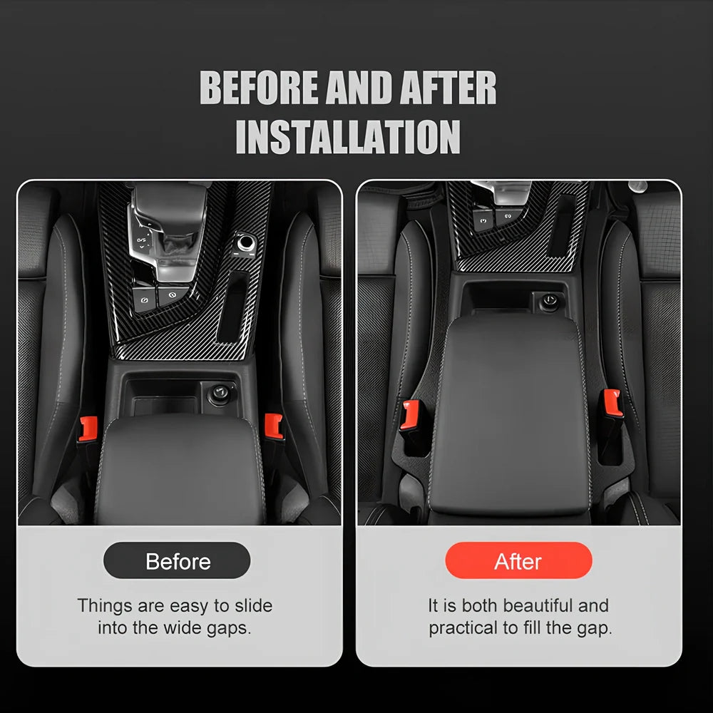 Black and green car seat gap filler strips, 5cm thick PU material, universal fit for vehicles