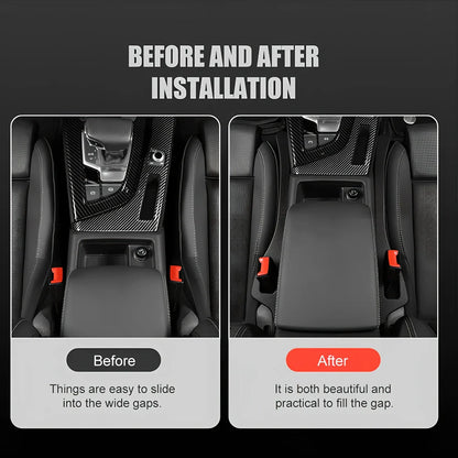 Black and green car seat gap filler strips, 5cm thick PU material, universal fit for vehicles