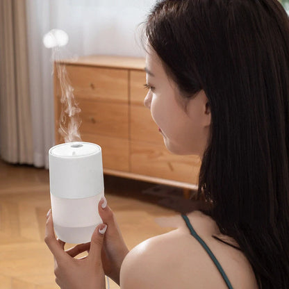 Mini USB air humidifier in white, black, coffee, and marble style options
