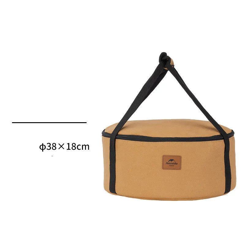 Camping bucket storage bag in canvas and Oxford cloth with pearl cotton lining, three sizes and capacities
