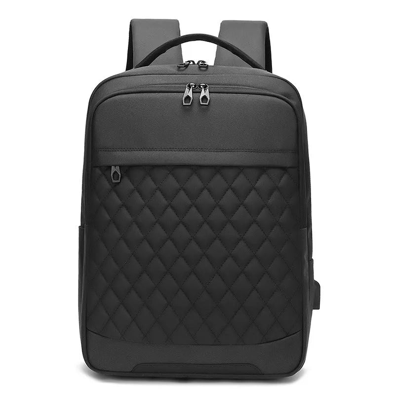Men's Oxford cloth travel backpack with curved shoulder straps in black colour option