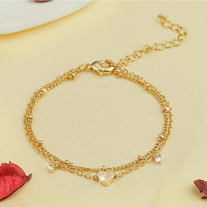 Women's waterproof heart-shaped zircon anklet in gold and silver options