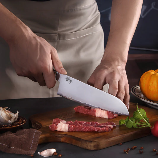 Sanhe Steel kitchen knife set with AUS-10 stainless steel blades in various sizes from 4 to 8 inches