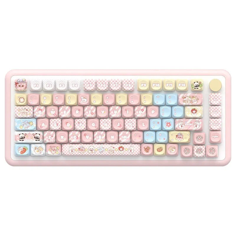 Clip Doll character mechanical keyboard keycap set with sublimation printed designs on PBT plastic