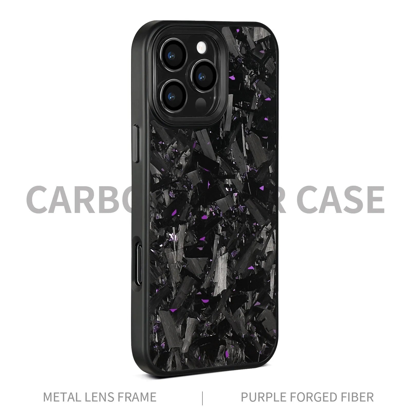Carbon fibre mobile phone protective shell with forged pattern metal frame and magnetic attachment for iPhone 17