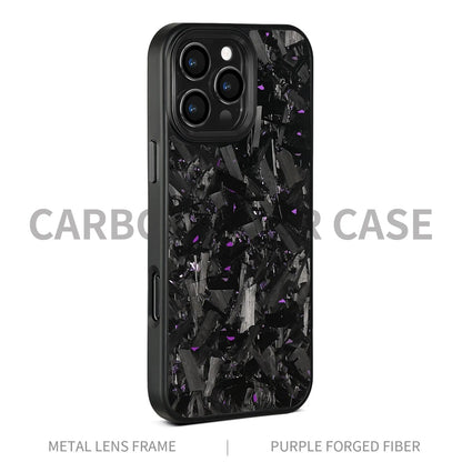 Carbon fibre mobile phone protective shell with forged pattern metal frame and magnetic attachment for iPhone 17