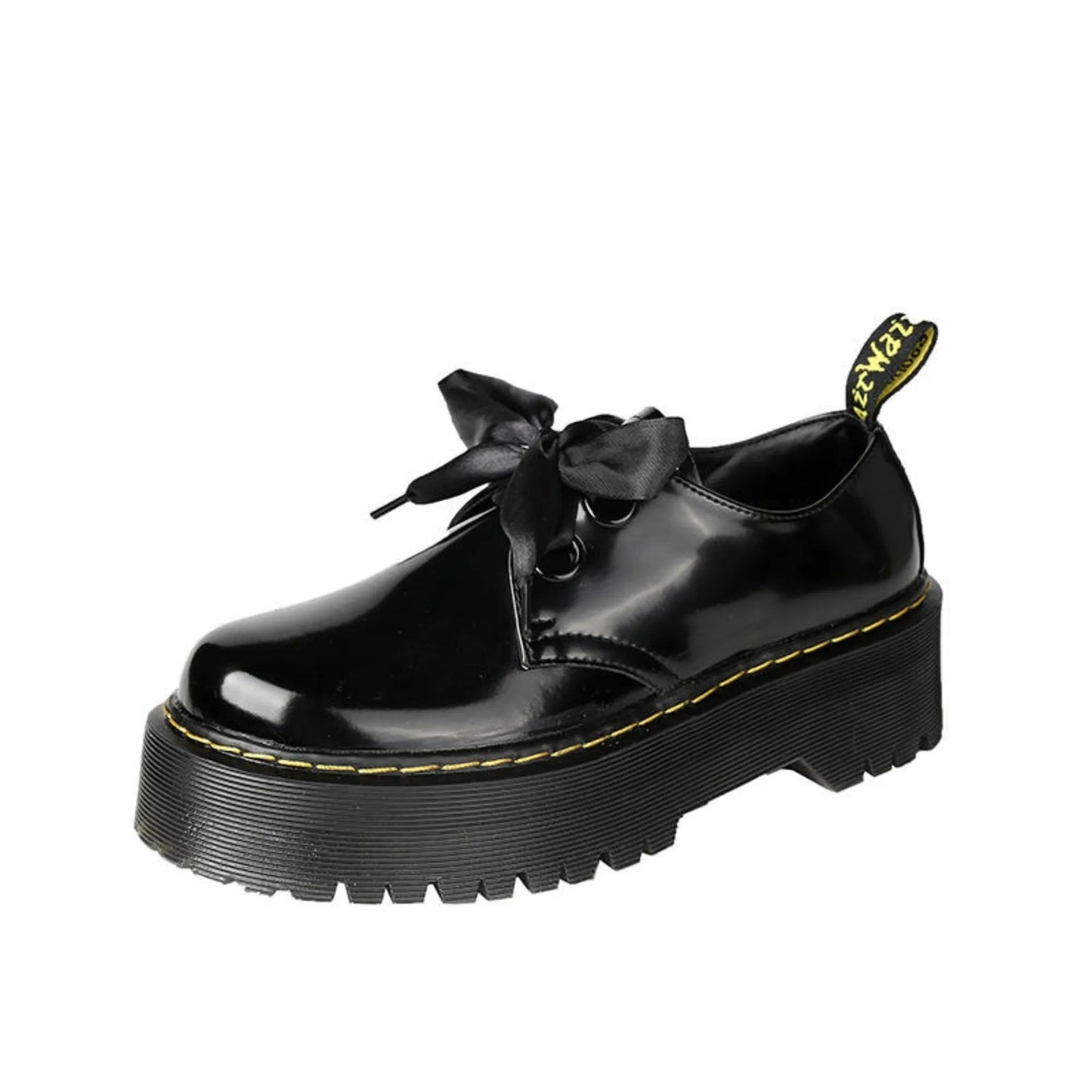Women's black and white thick-soled leather shoes with cross-strap design and TPR tendon soles