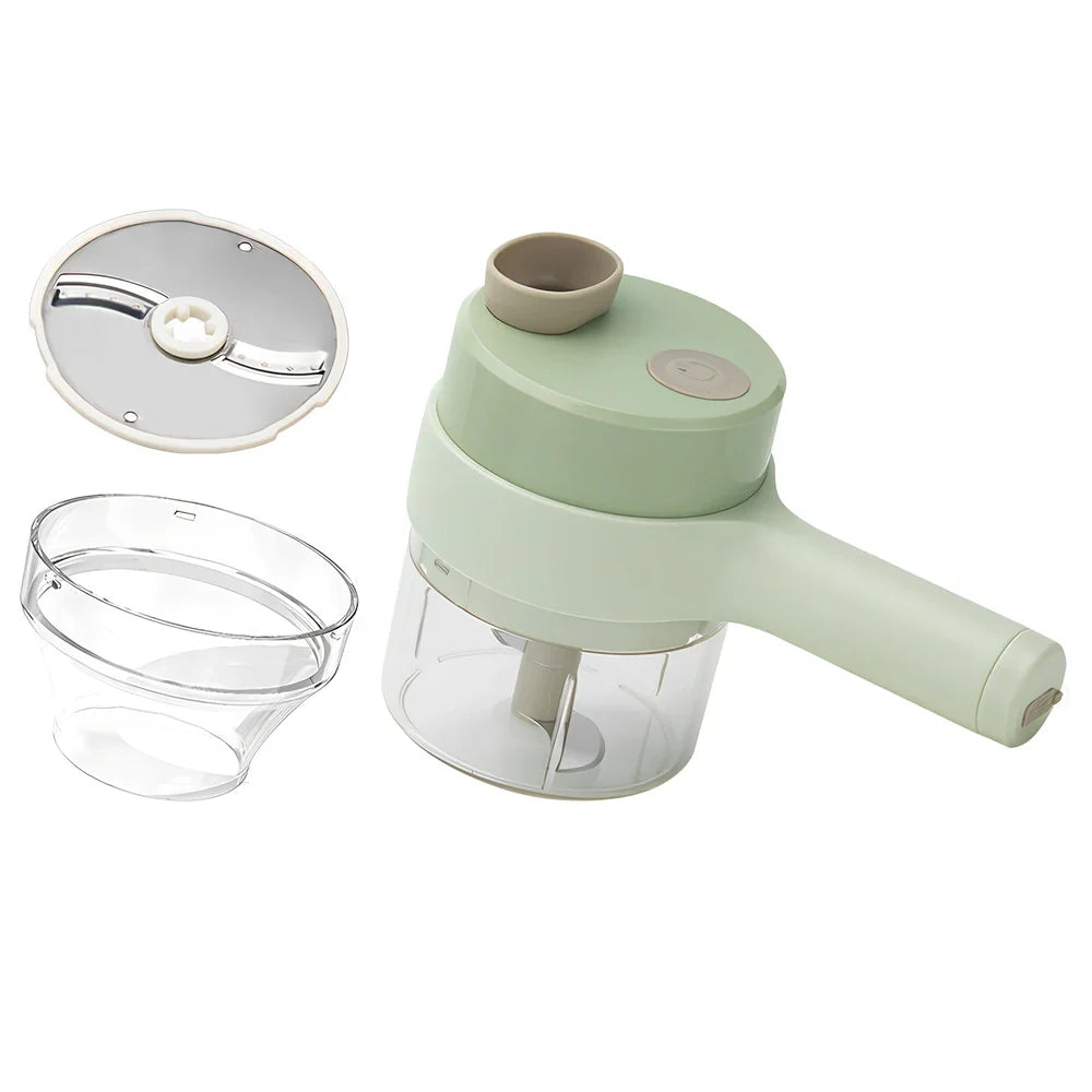 Wireless electric garlic masher with 18.5cm width and slicer combo attachment